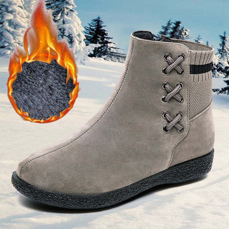 Botas De Algodón Para La Nieve Con Costura De Punto Acolchado Cálido Informal Para Mujer