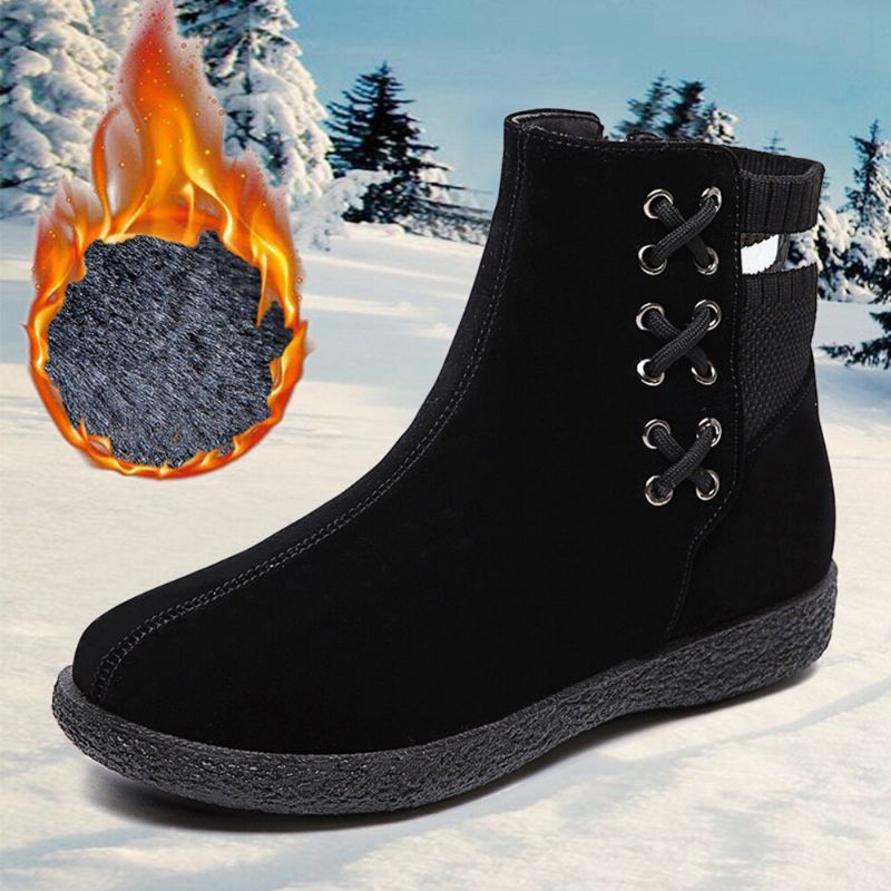 Botas De Algodón Para La Nieve Con Costura De Punto Acolchado Cálido Informal Para Mujer