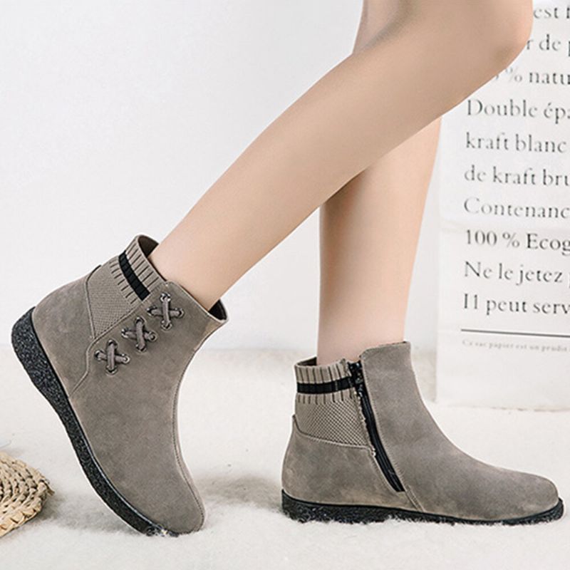 Botas De Algodón Para La Nieve Con Costura De Punto Acolchado Cálido Informal Para Mujer