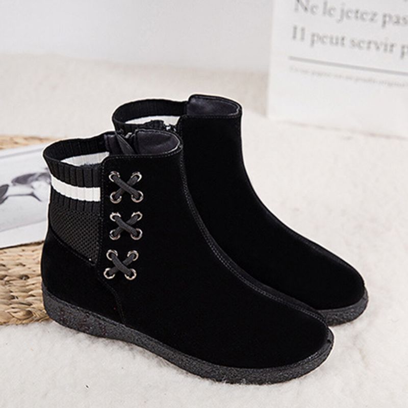 Botas De Algodón Para La Nieve Con Costura De Punto Acolchado Cálido Informal Para Mujer