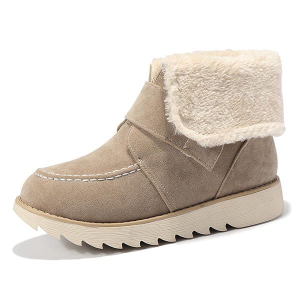 Botas De Algodón Planas De Gamuza De Invierno Para Mujer Botas De Nieve Casuales Con Forro De Piel