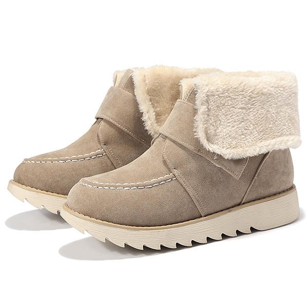 Botas De Algodón Planas De Gamuza De Invierno Para Mujer Botas De Nieve Casuales Con Forro De Piel