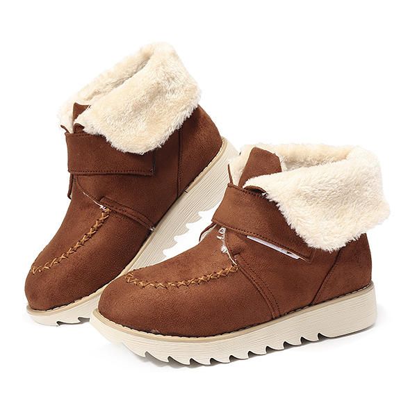 Botas De Algodón Planas De Gamuza De Invierno Para Mujer Botas De Nieve Casuales Con Forro De Piel