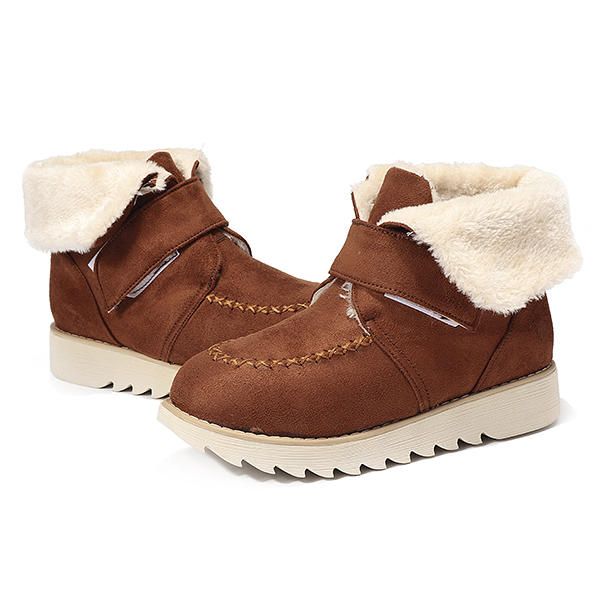 Botas De Algodón Planas De Gamuza De Invierno Para Mujer Botas De Nieve Casuales Con Forro De Piel