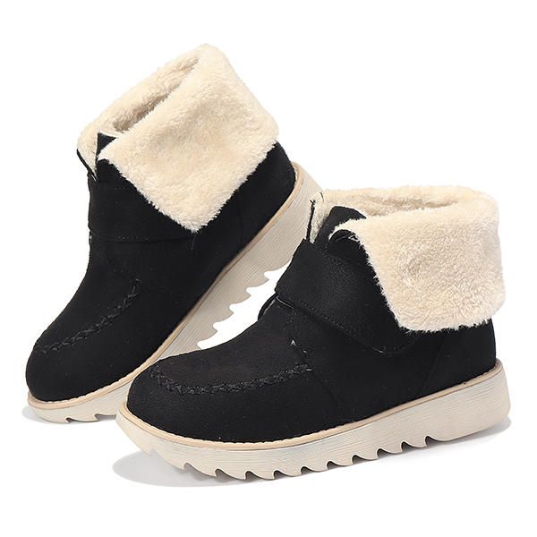 Botas De Algodón Planas De Gamuza De Invierno Para Mujer Botas De Nieve Casuales Con Forro De Piel