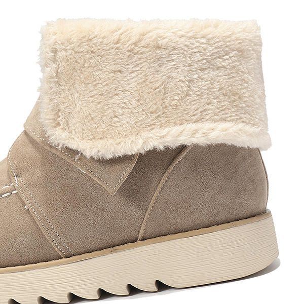 Botas De Algodón Planas De Gamuza De Invierno Para Mujer Botas De Nieve Casuales Con Forro De Piel