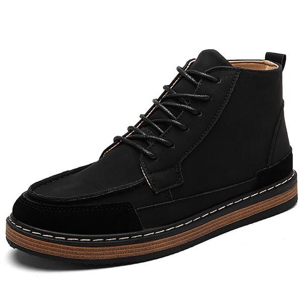 Botas Altas De Cuero De Gamuza Cómodas Para Hombre