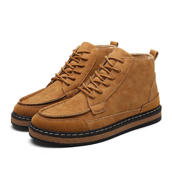 Botas Altas De Cuero De Gamuza Cómodas Para Hombre