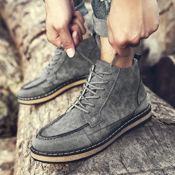 Botas Altas De Cuero De Gamuza Cómodas Para Hombre