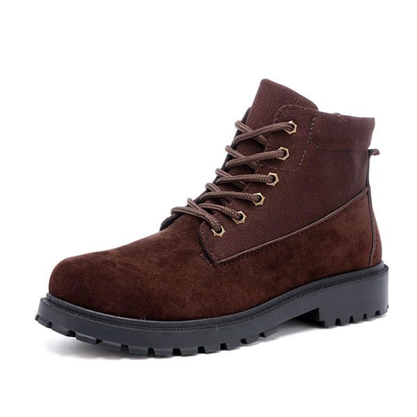 Botas Altas De Gamuza De Lona Cómodas Para Hombre