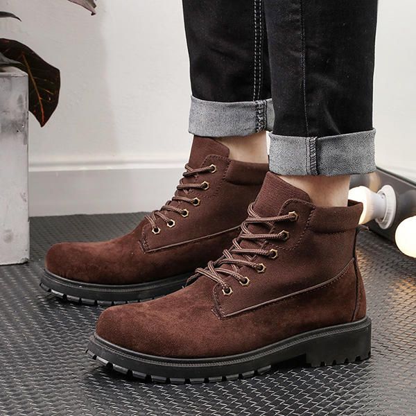 Botas Altas De Gamuza De Lona Cómodas Para Hombre