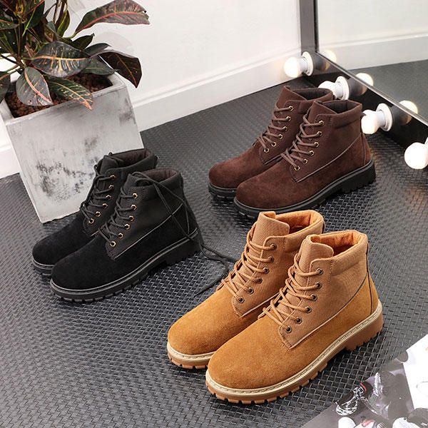 Botas Altas De Gamuza De Lona Cómodas Para Hombre