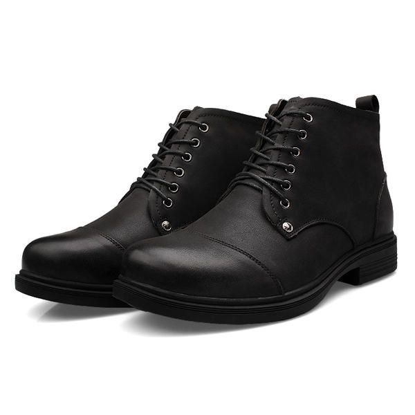 Botas Cálidas De Invierno Para Hombres De Gran Tamaño Botas Pulsh Con Cordones Botas De Cuero Con Punta Redonda