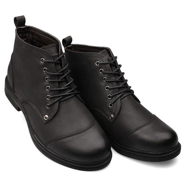 Botas Cálidas De Invierno Para Hombres De Gran Tamaño Botas Pulsh Con Cordones Botas De Cuero Con Punta Redonda