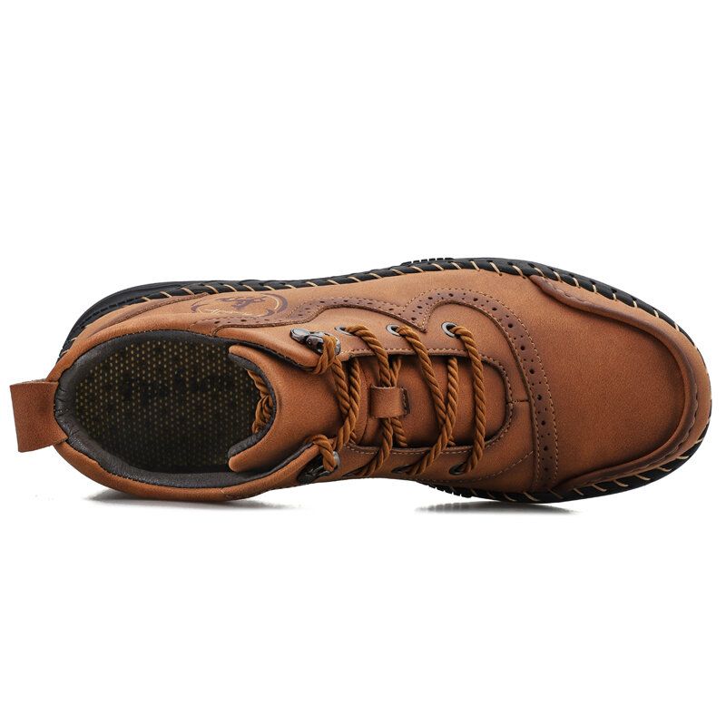 Botas De Cuero Casuales Con Suela Suave Antideslizante Para Coser A Mano Retro Para Hombre