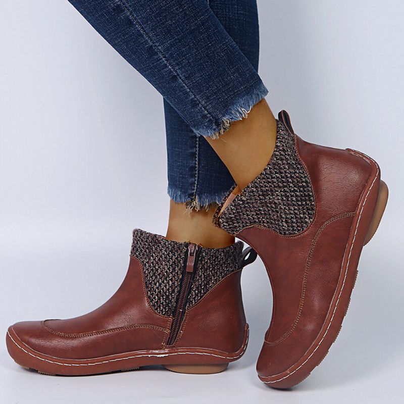 Botas De Desierto Con Cremallera Corta Y Punta Redonda Cómodas Para Mujer De Talla Grande