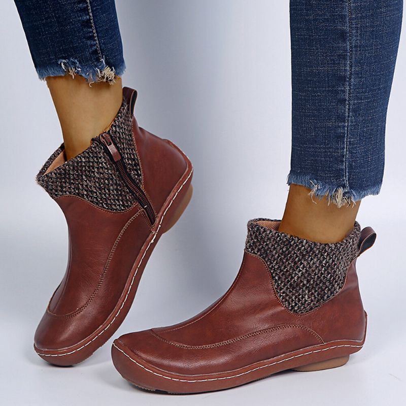 Botas De Desierto Con Cremallera Corta Y Punta Redonda Cómodas Para Mujer De Talla Grande