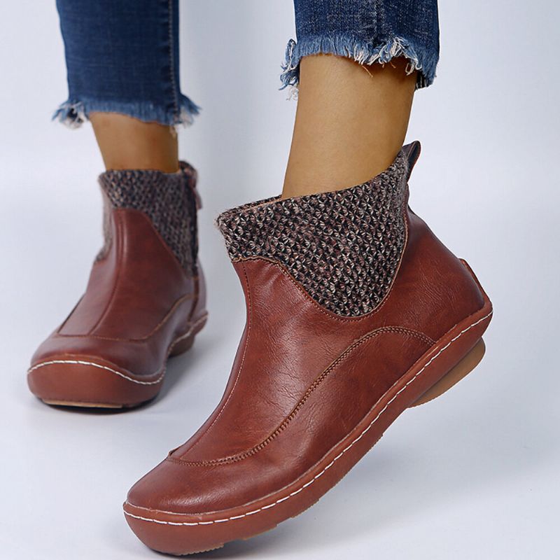 Botas De Desierto Con Cremallera Corta Y Punta Redonda Cómodas Para Mujer De Talla Grande