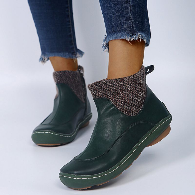 Botas De Desierto Con Cremallera Corta Y Punta Redonda Cómodas Para Mujer De Talla Grande