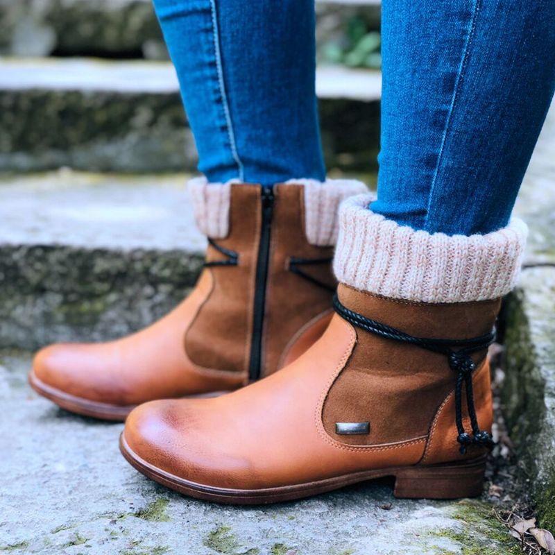 Botas De Empalme De Calcetines De Invierno Cálidos De Gran Tamaño Retro Para Mujer