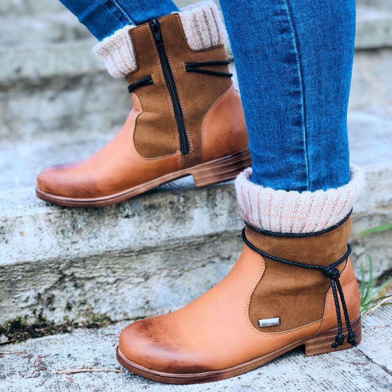 Botas De Empalme De Calcetines De Invierno Cálidos De Gran Tamaño Retro Para Mujer