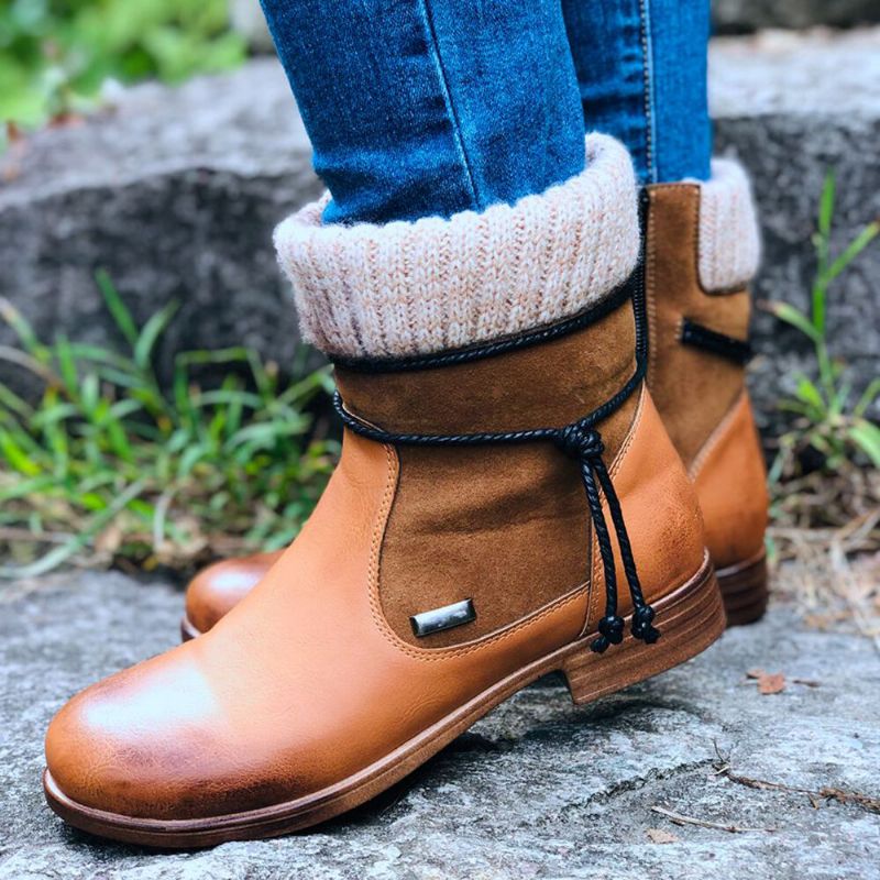 Botas De Empalme De Calcetines De Invierno Cálidos De Gran Tamaño Retro Para Mujer