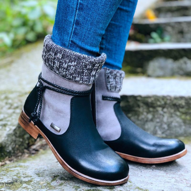 Botas De Empalme De Calcetines De Invierno Cálidos De Gran Tamaño Retro Para Mujer