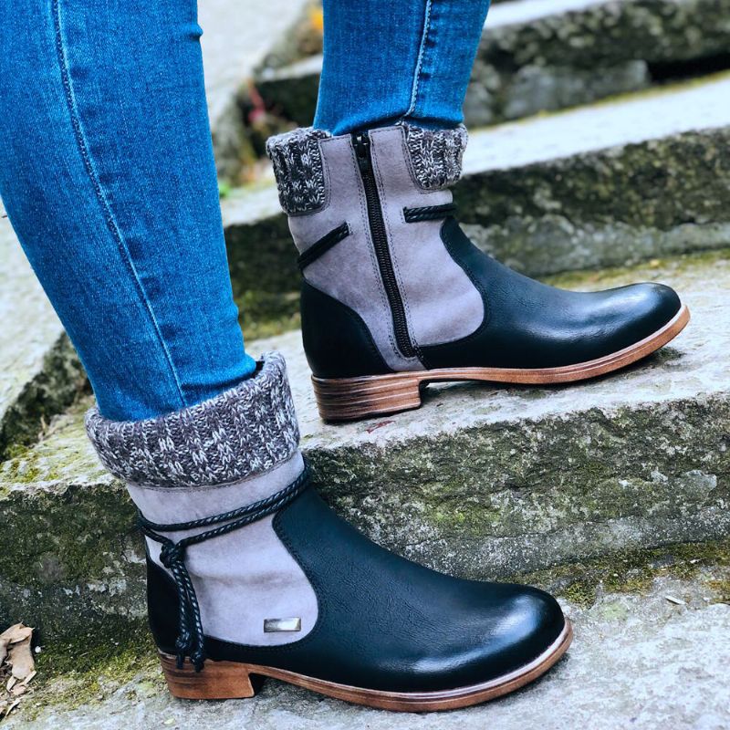 Botas De Empalme De Calcetines De Invierno Cálidos De Gran Tamaño Retro Para Mujer