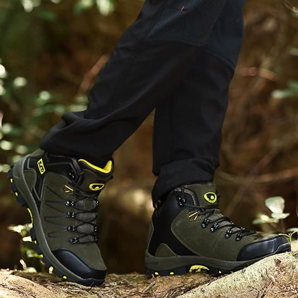 Botas De Forro Cálido Para Hombre Senderismo Al Aire Libre Zapatos Deportivos De Caña Alta