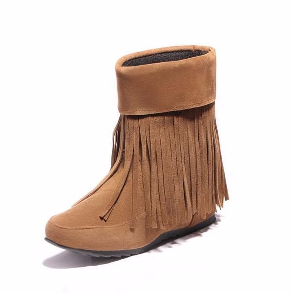 Botas De Gamuza Para Mujer Botas Cortas Cómodas Con Borlas De Moda Informal Al Aire Libre