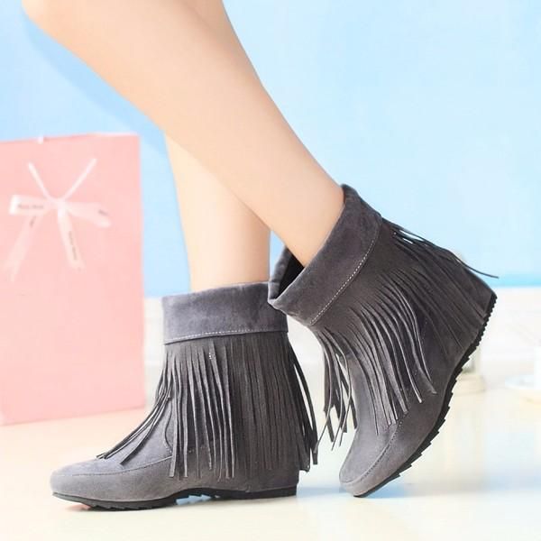 Botas De Gamuza Para Mujer Botas Cortas Cómodas Con Borlas De Moda Informal Al Aire Libre