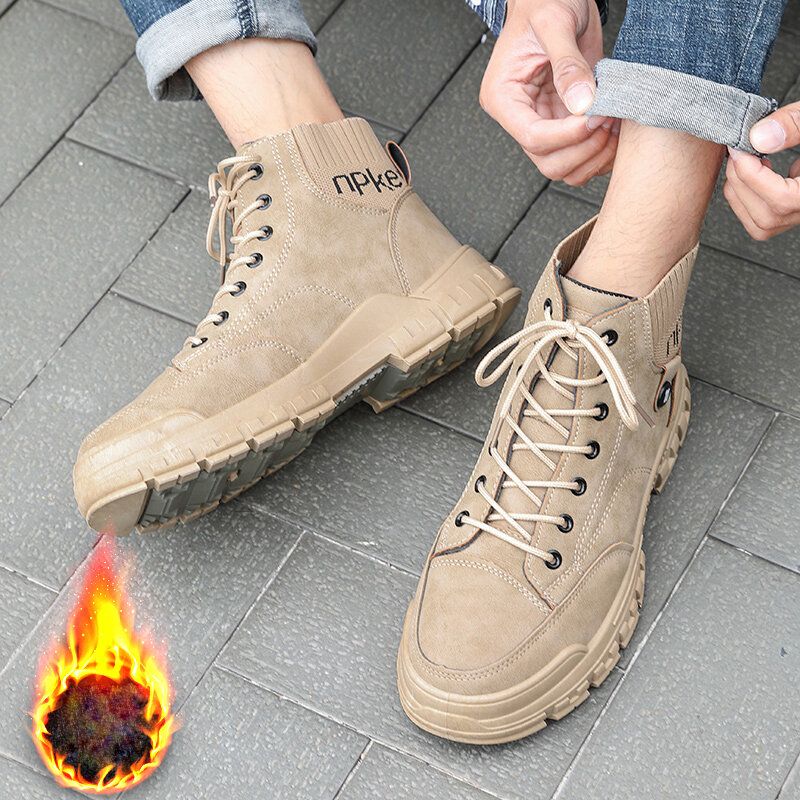 Botas De Herramientas De Calcetín Antideslizantes Con Forro Cálido De Moda Para Hombre