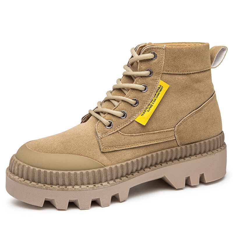 Botas De Herramientas De Plataforma Informal Con Punta Redonda Y Estilo Retro Cómodo Para Hombre