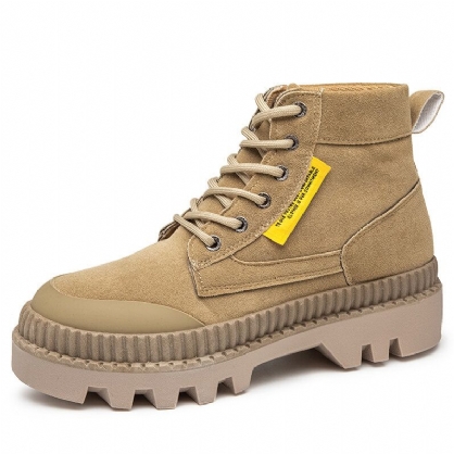 Botas De Herramientas De Plataforma Informal Con Punta Redonda Y Estilo Retro Cómodo Para Hombre