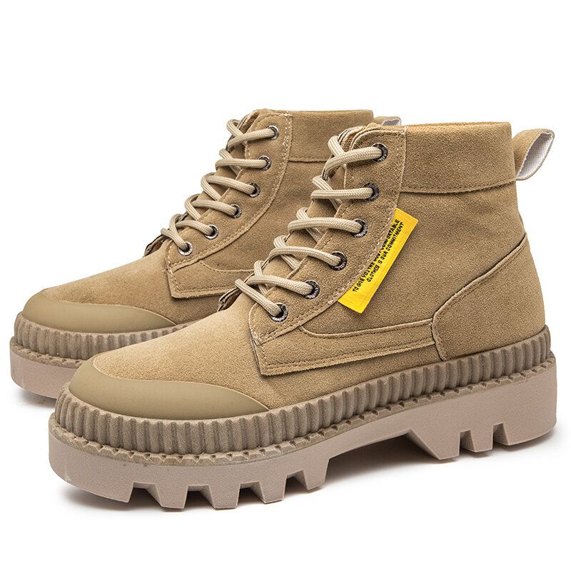 Botas De Herramientas De Plataforma Informal Con Punta Redonda Y Estilo Retro Cómodo Para Hombre