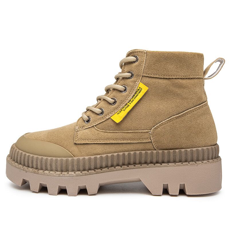 Botas De Herramientas De Plataforma Informal Con Punta Redonda Y Estilo Retro Cómodo Para Hombre