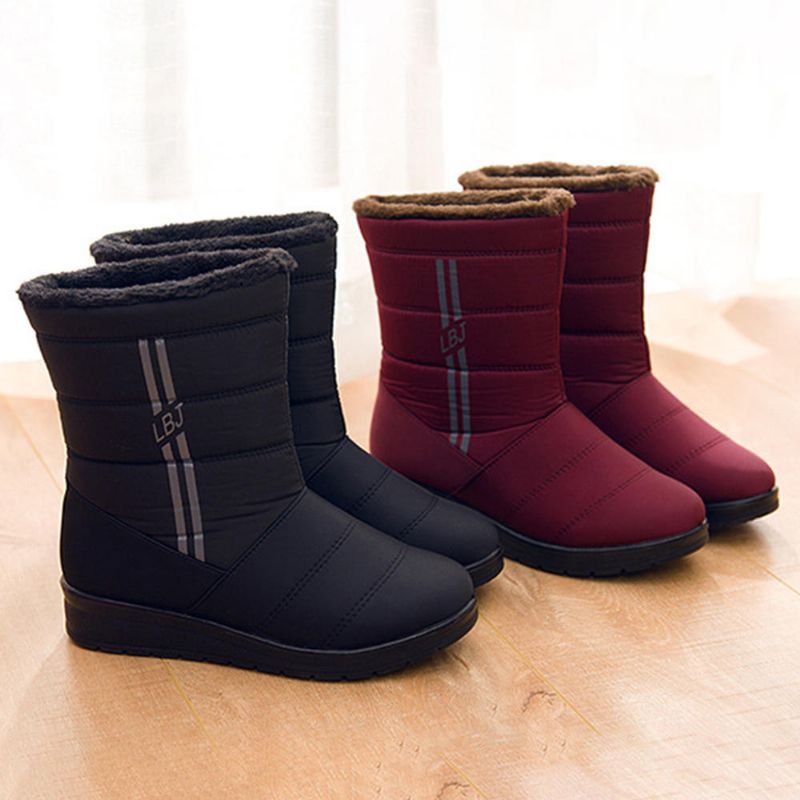 Botas De Invierno Cálidas Botas De Nieve Impermeables De Piel De Felpa Para Mujer