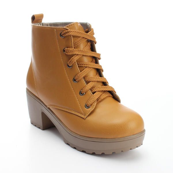 Botas De Invierno Con Punta Redonda Para Mujer Zapatos De Plataforma Con Cordones