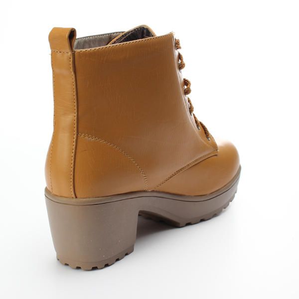 Botas De Invierno Con Punta Redonda Para Mujer Zapatos De Plataforma Con Cordones