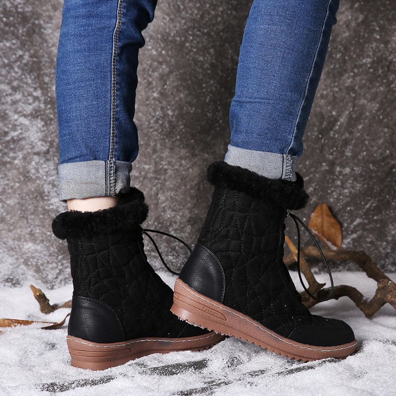 Botas De Invierno Informales De Media Pantorrilla De Gamuza Ajustable Para Mujer