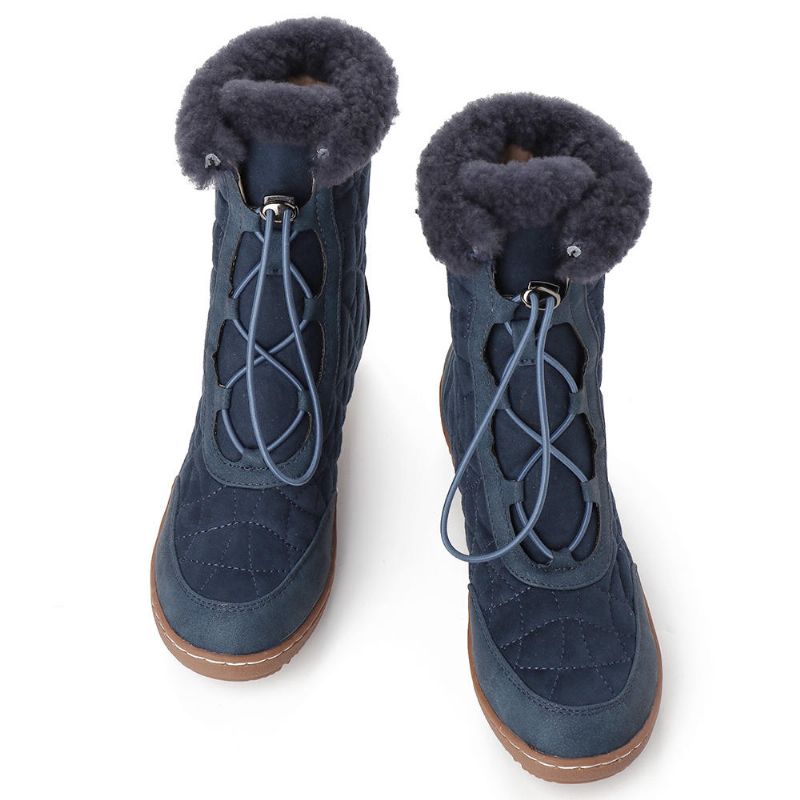 Botas De Invierno Informales De Media Pantorrilla De Gamuza Ajustable Para Mujer