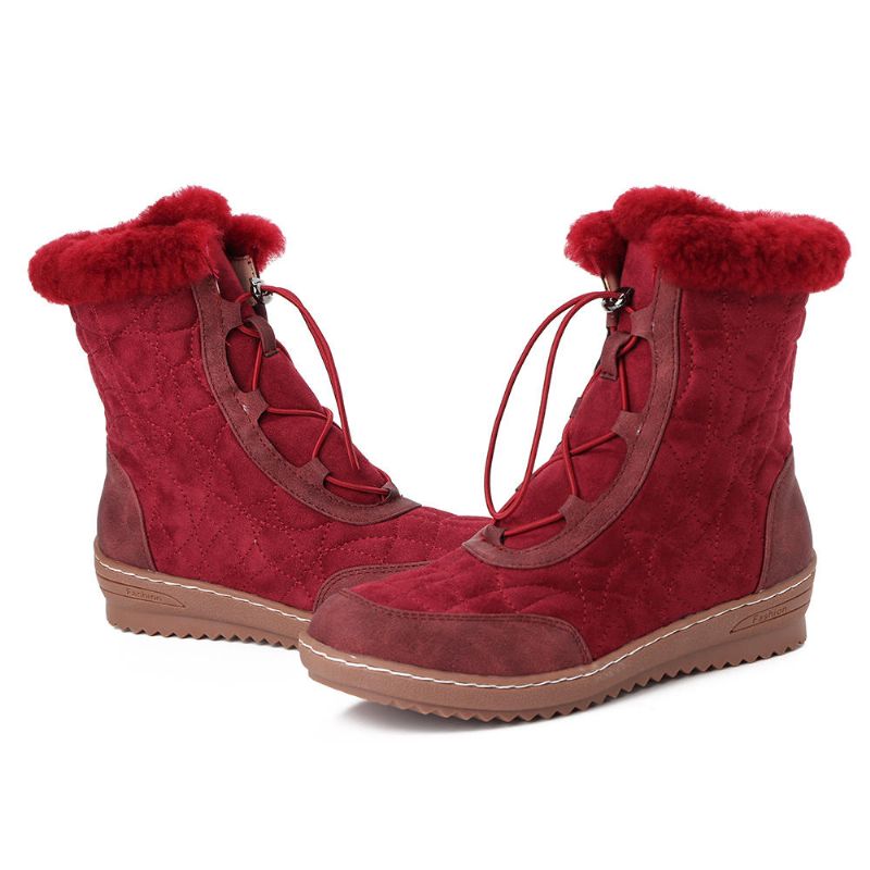 Botas De Invierno Informales De Media Pantorrilla De Gamuza Ajustable Para Mujer