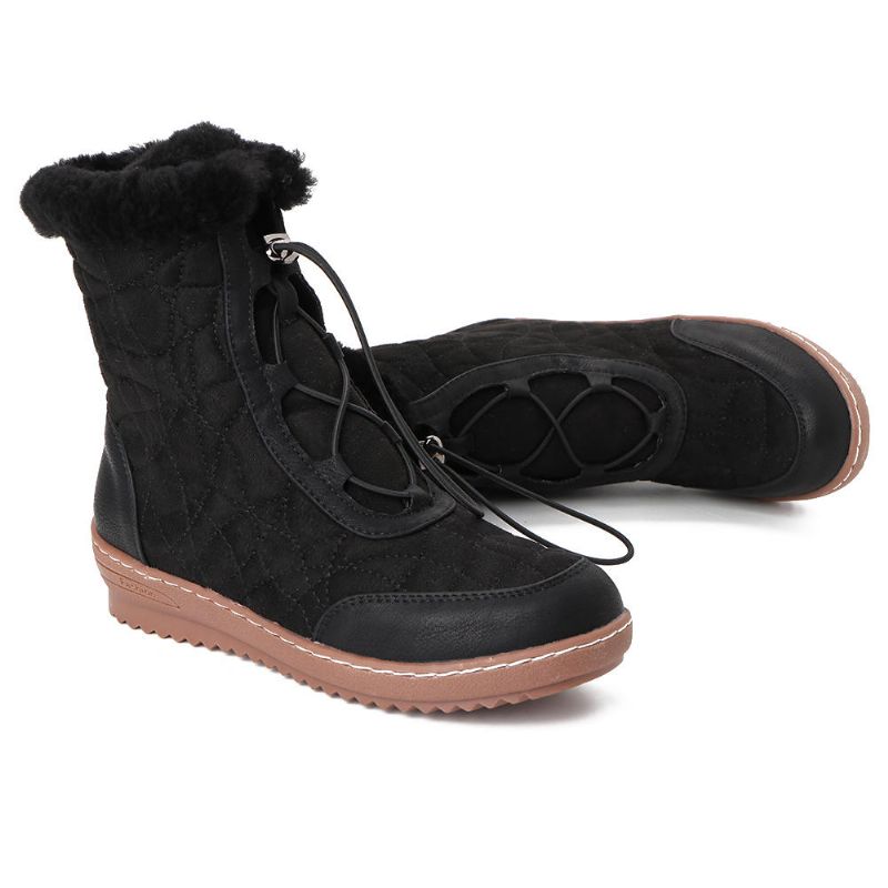 Botas De Invierno Informales De Media Pantorrilla De Gamuza Ajustable Para Mujer