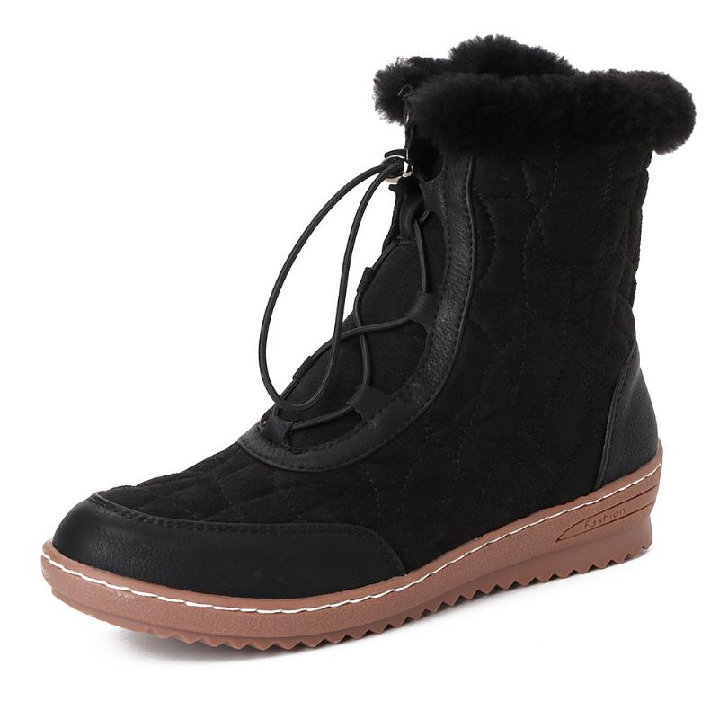 Botas De Invierno Informales De Media Pantorrilla De Gamuza Ajustable Para Mujer