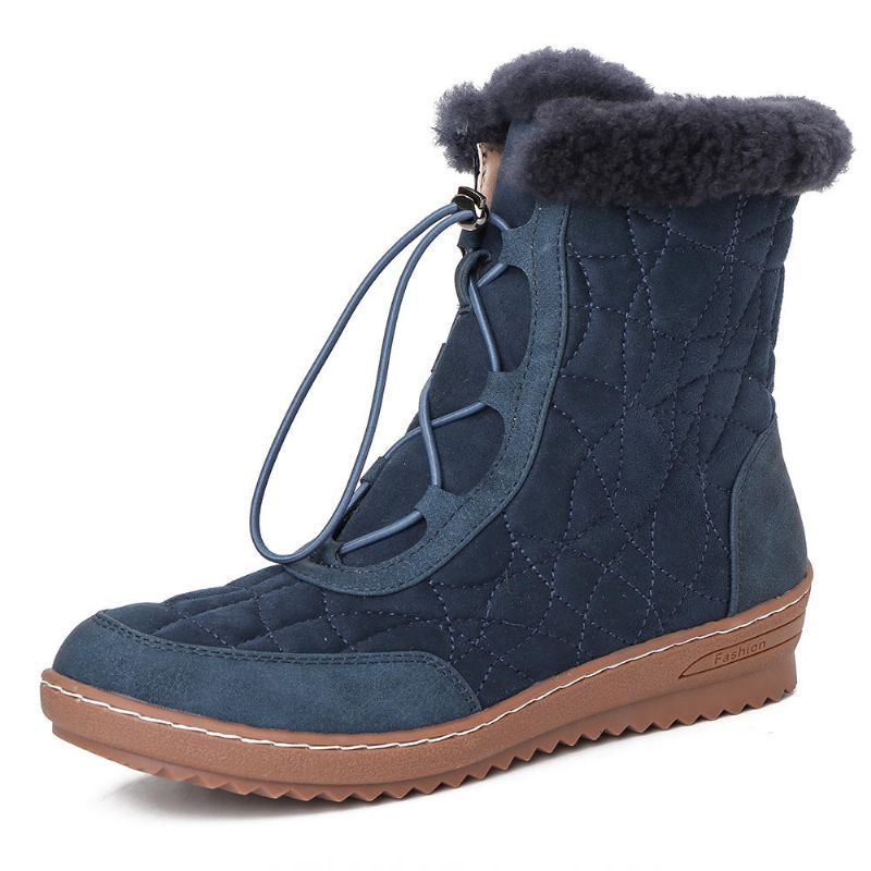 Botas De Invierno Informales De Media Pantorrilla De Gamuza Ajustable Para Mujer