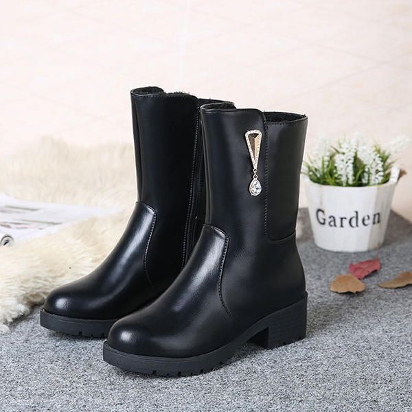 Botas De Media Pantorrilla De Moda De Cristal Para Mantener Calientes Las Mujeres De Invierno