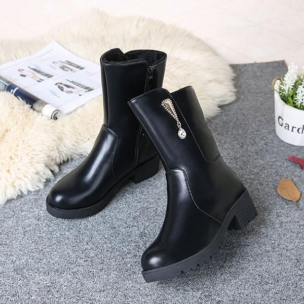 Botas De Media Pantorrilla De Moda De Cristal Para Mantener Calientes Las Mujeres De Invierno