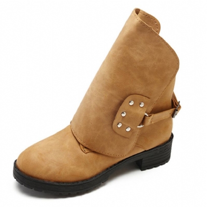 Botas De Mujer Con Hebilla Ajustable En El Tobillo