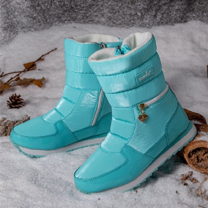 Botas De Nieve A Media Pierna Con Cremallera Impermeable Con Forro Peludo Cálido Para Mujer