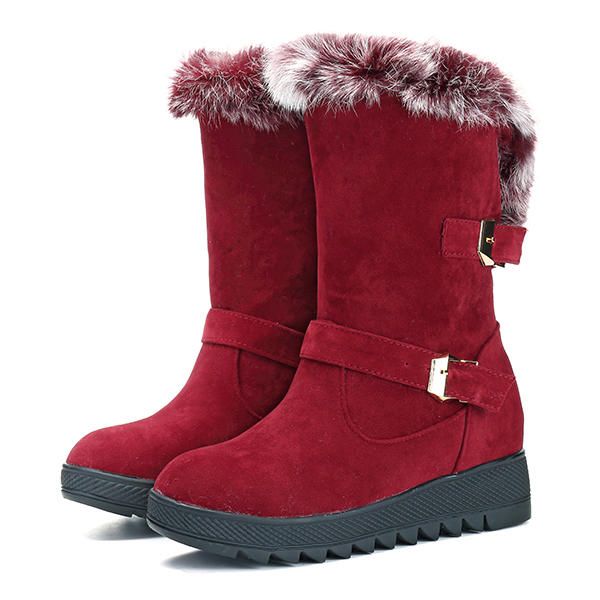 Botas De Nieve A Media Pierna Con Forro De Piel Artificial De Invierno Para Mujer